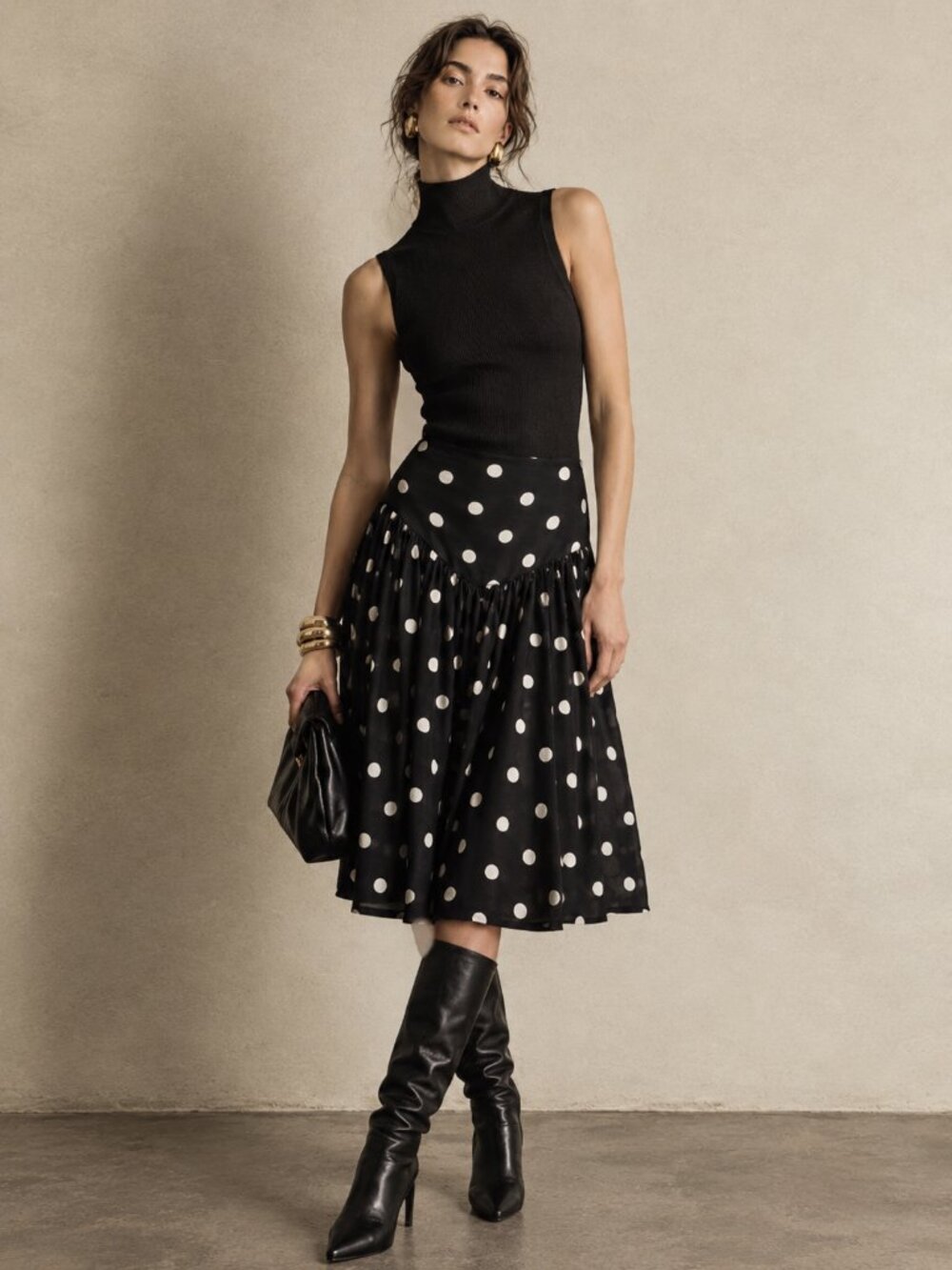 Marc Jacobs Black and White Polka Dot Midi Skirt “The 80s Skirt”- 2 / xs / 26